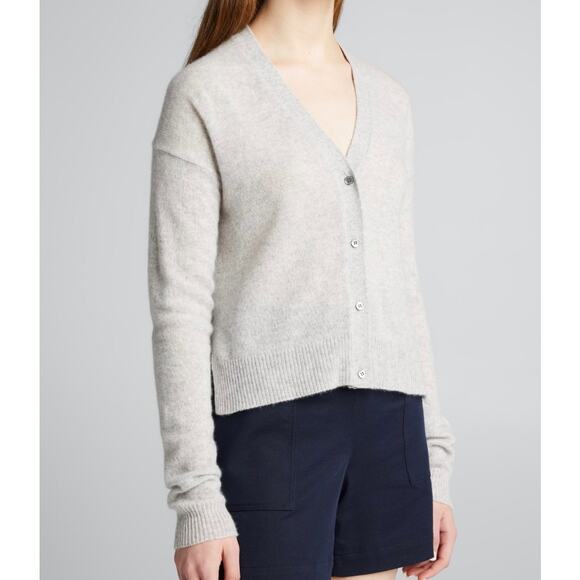 THEORY Gray Hanelee Cashmere Cardigan Sweater Small Minimalist Luxury Capsule - Picture 1 of 16